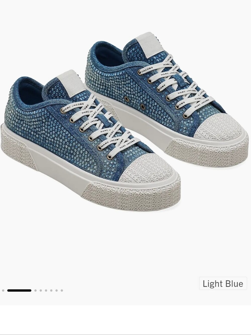 Marc Jacobs Light Blue Crystal-Embellished Denim Low-Top Sneakers